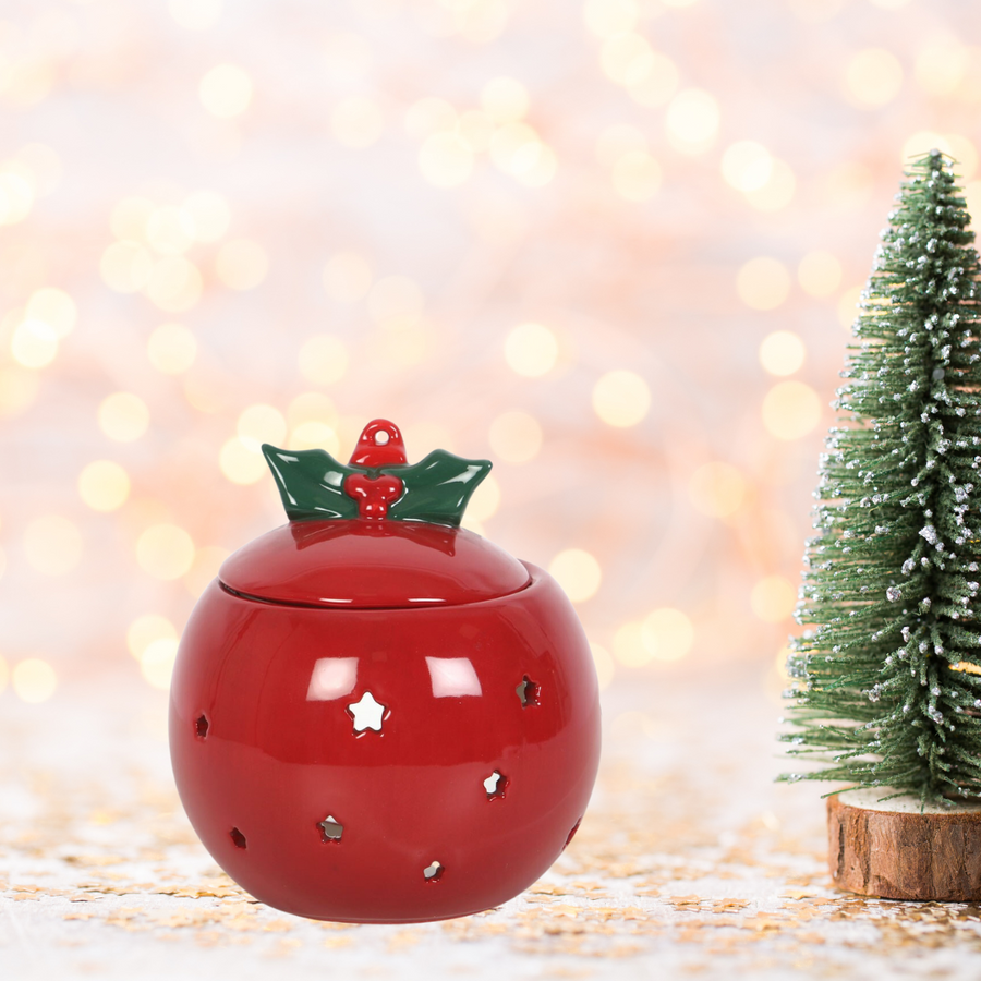 Red Christmas Bauble Tea Light Wax Melt Burner