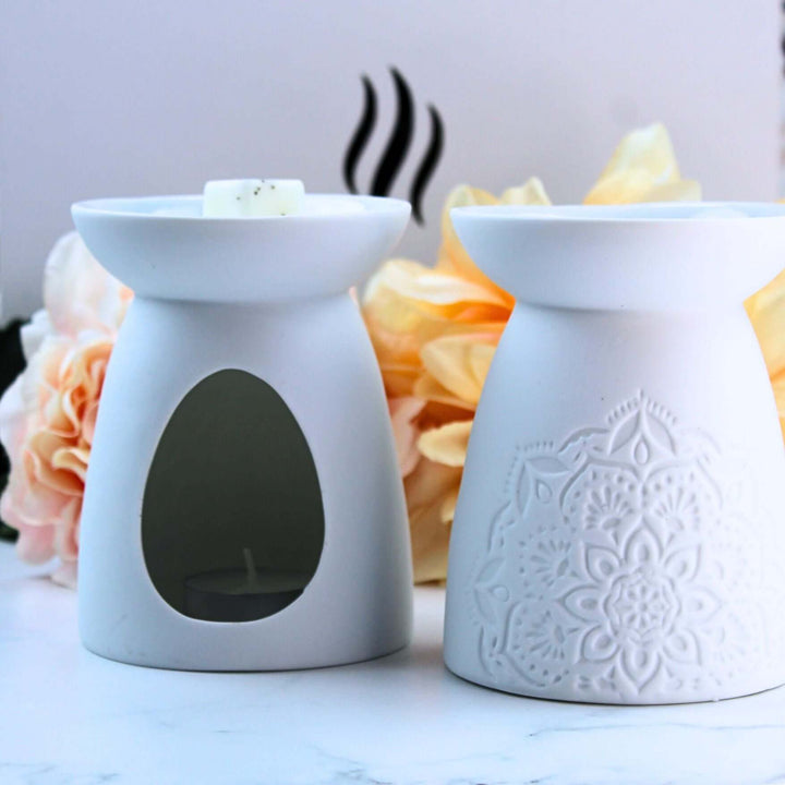 White Mandala Tea Light Wax Melt Burner