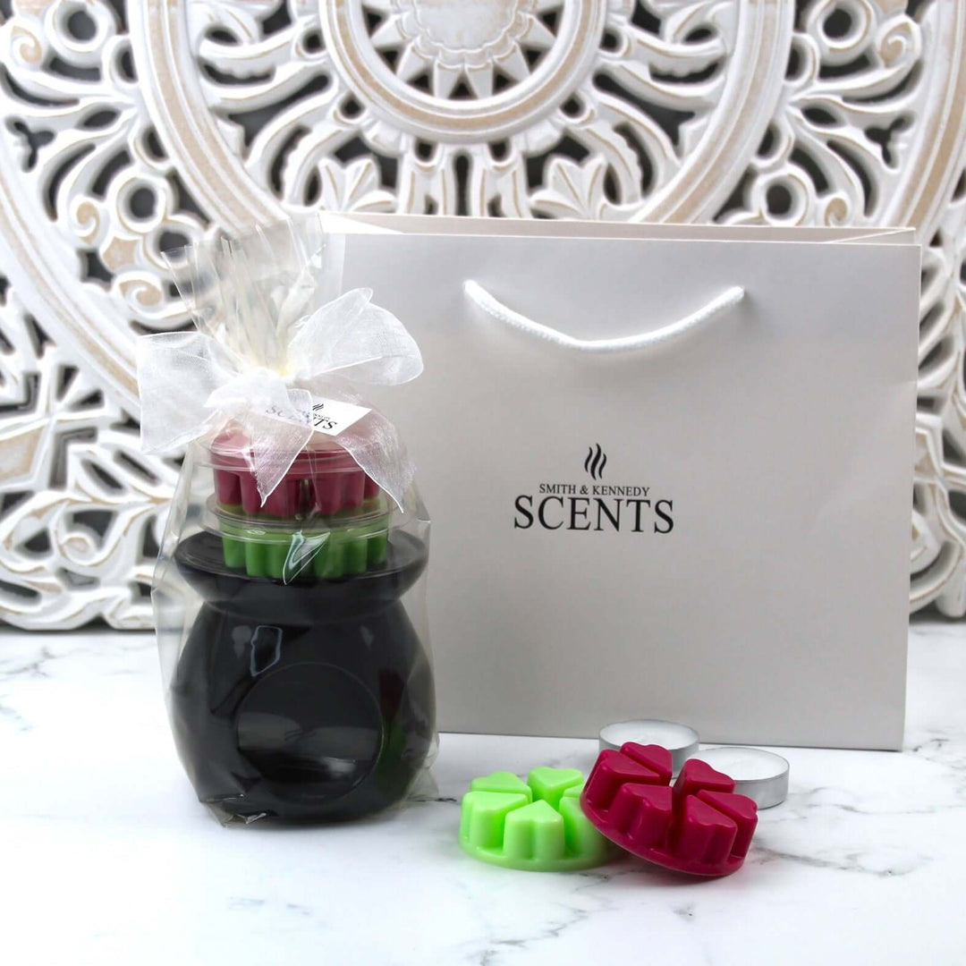 Black Wax Melt Burner Gift Set